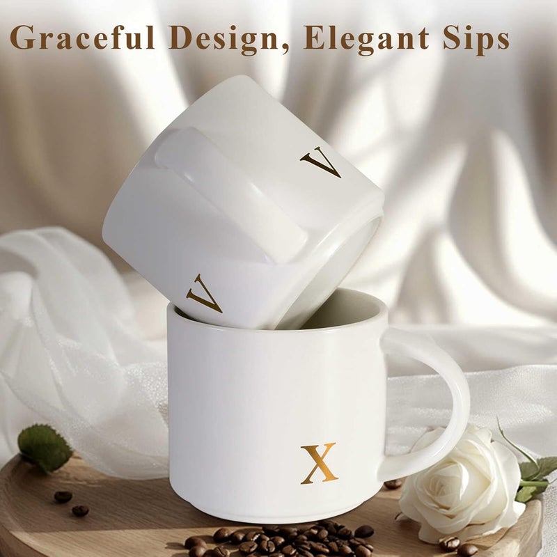 MNZZ Monogrammed Ceramic Large Coffee Mug Tea Cup Girlfriend Gf Gifts Future Mrs for Her Women Boyfriend 1 One Year Anniversary Meaningful Cute Romantic Christmas Xmas First Valentines I Love You More,C - Image 3